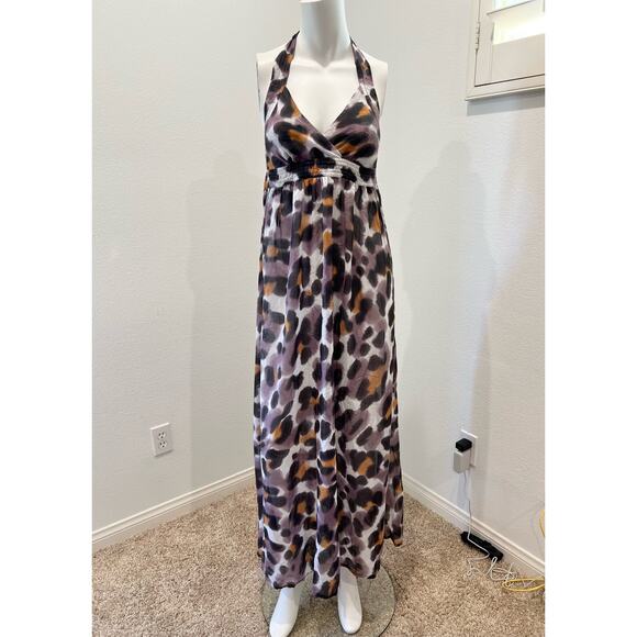Rosa Faia Mago Purple Black Long Beach Coverup Cover Up Maxi Dress Halter M/L - Picture 1 of 6